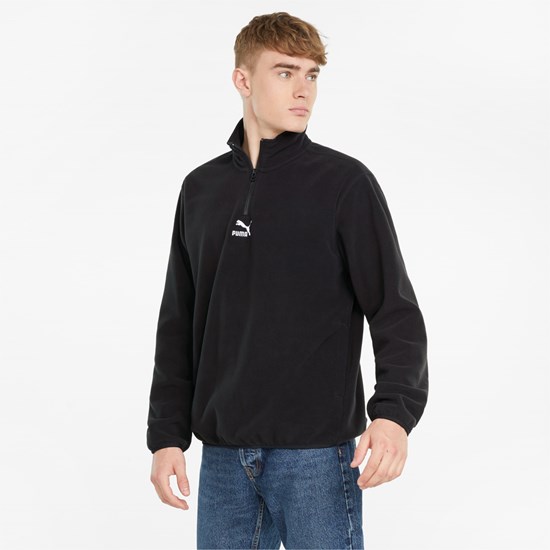 Black Puma Classics Polar Fleece Half-Zip Men's Jacket | 5408PXRGE