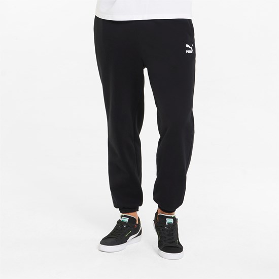 Black Puma Classics Relaxed Men's Sweatpants | 9354FDOCJ