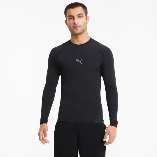 Black Puma EXO-ADAPT Long Sleeve Men's Tee | 0132LIXBZ