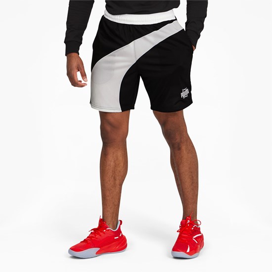 Black Puma Flare Basketball Men's Shorts | 6412JLMIF