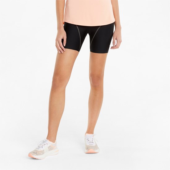 Black Puma Marathon 6" Short Running Women's Leggings | 0312TUIWZ