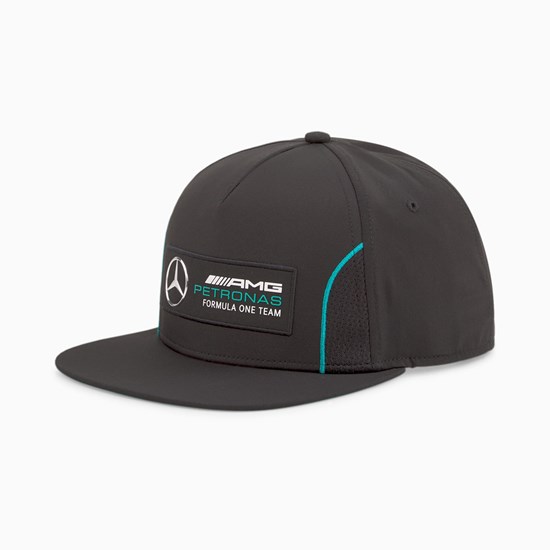 Black Puma Mercedes F1 Flat Brim Men's Cap | 4028AZVHL