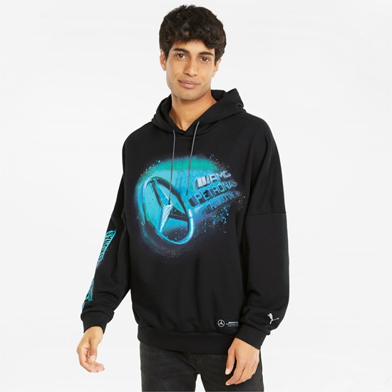 Black Puma Mercedes F1 Street Men's Hoodie | 8364NWTYC