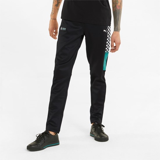 Black Puma Mercedes F1 T7 Track Men's Pants | 9038XLHZN