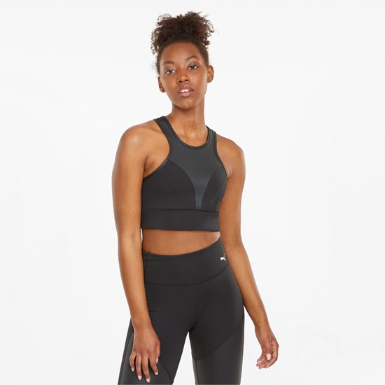 Black Puma Moto Training Women's Sports Bra | 0375BPIZC