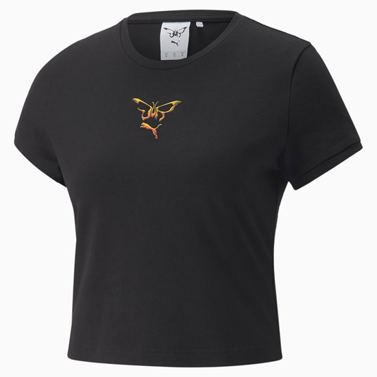 Black Puma PUMA x DUA LIPA Slim Women's Tee | 1379TXRDM