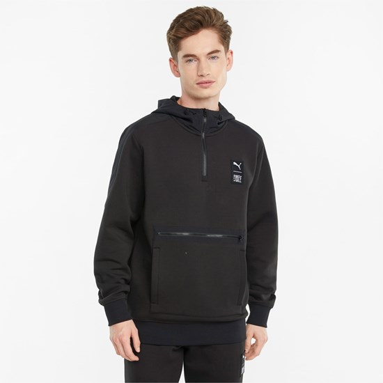 Black Puma PUMA x FIRST MILE Double Knit Men's Hoodie | 3692LPHTQ