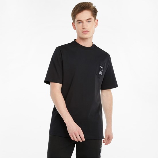 Black Puma PUMA x FIRST MILE Men's Tee | 9057XMWCE