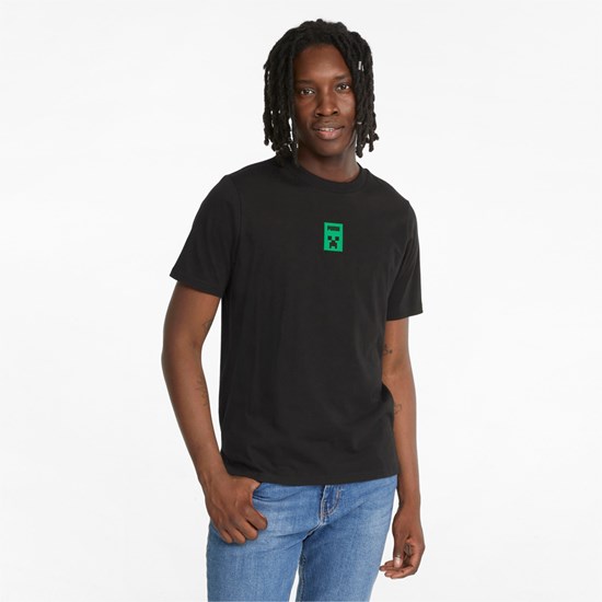 Black Puma PUMA x MINECRAFT Graphic Men's Tee | 7321CSLVY