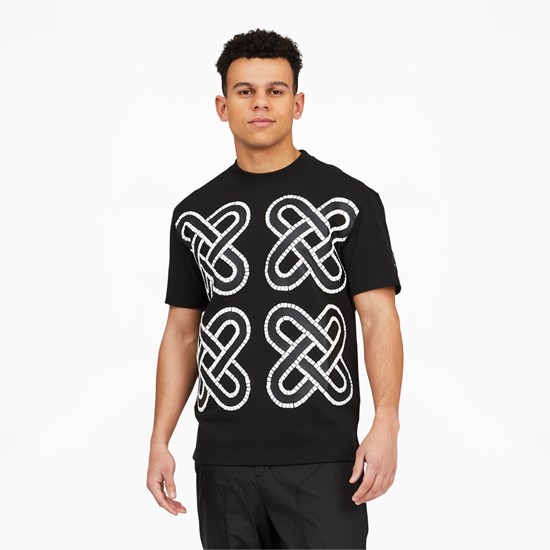 Black Puma PUMA x PRONOUNCE Graphic Men's Tee | 7809RNEZP