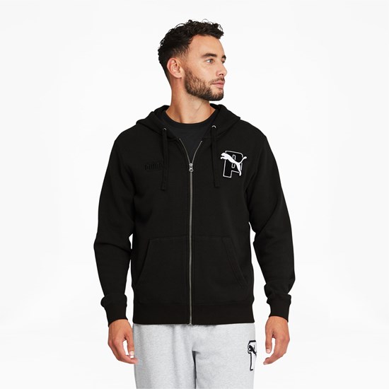 Black Puma PUMA x PUMA Full-Zip Men's Hoodie | 0685QPMXC