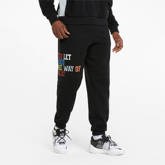 Black Puma Playbook Basketball Men's Pants | 5340UXQZD