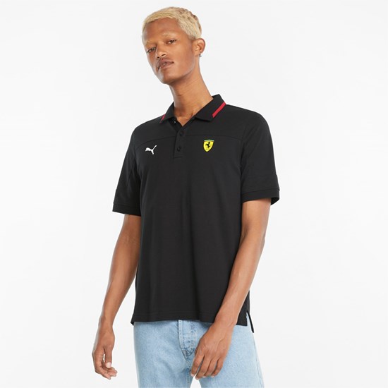 Black Puma Scuderia Ferrari Race Men's Polo Shirt | 3079ERJLO