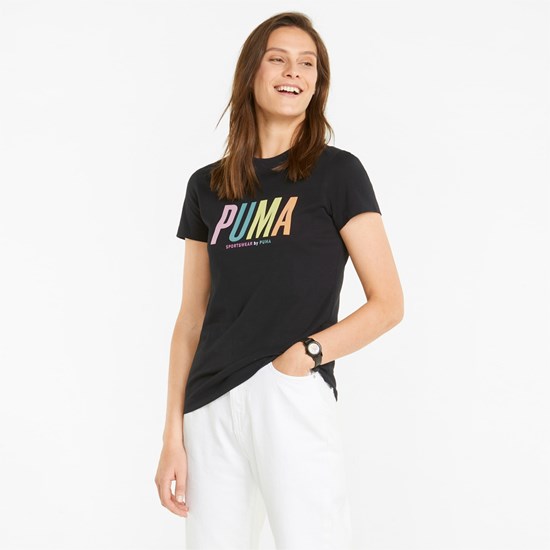 Black Puma Sportswear by PUMA Graphic Women's Tee | 4230BLQKM