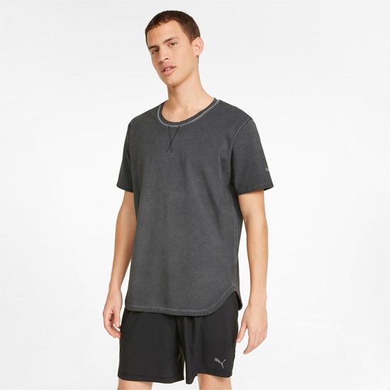 Black Puma Studio Wash Training Men's Tee | 4735FJKWY