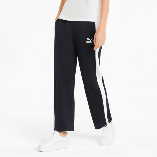 Black Puma T7 Straight Women's Pants | 6829NQTZH