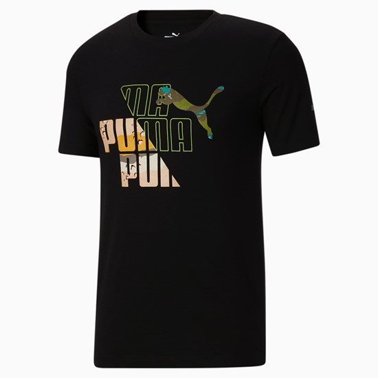 Black Puma Tiger Desert Men's Tee | 9057HDVTG