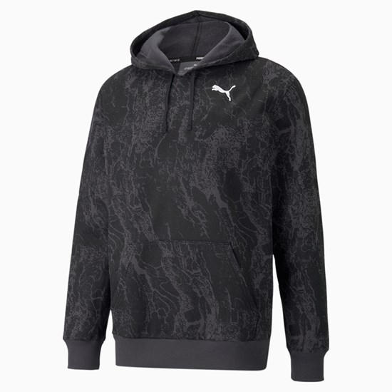 Black / Q4 Puma Performance Printed Training Men's Hoodie | 9674HZRMY