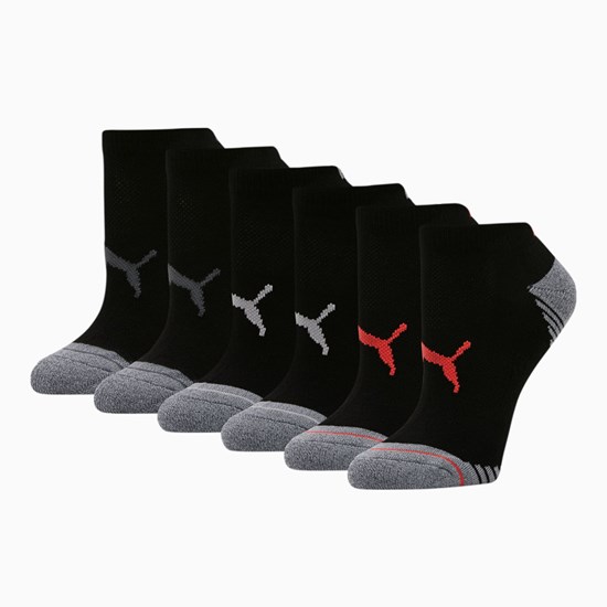 Black / Red Puma Low Cut Socks [6 Pack] Women's Socks | 2916TRWKJ