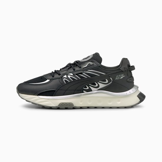 Black / Silver Puma Wild Rider Techno Men's Sneakers | 0948KNQIZ