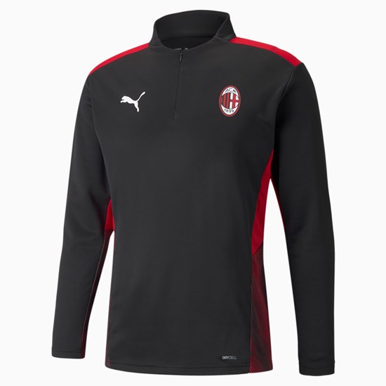 Black / Tango Red Puma AC Milan Training Quarter-Zip Soccer Men's Tee | 3108MAUJK