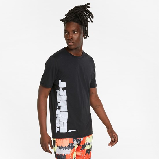 Black / White Puma All Tournament Basketball Men's Tee | 3567KRYFS