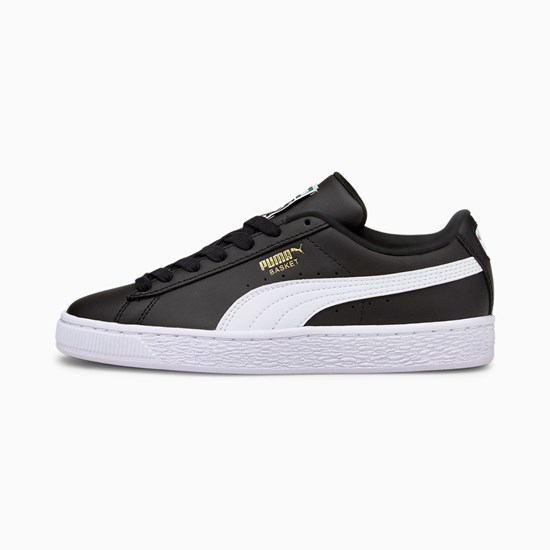 Black / White Puma Basket Classic XXI JR Boys' Sneakers | 5731NFSCH