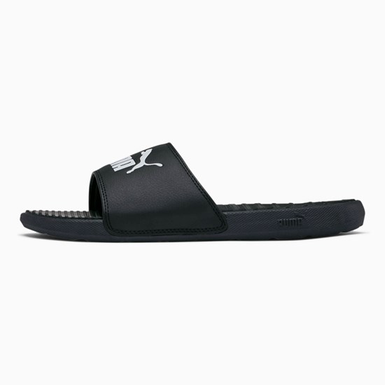 Black / White Puma Cool Cat Men's Slides | 1352DPJQF