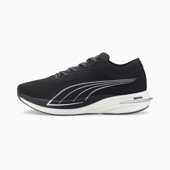 Black / White Puma Deviate NITRO Men's Running Shoes | 9072ZRHYF