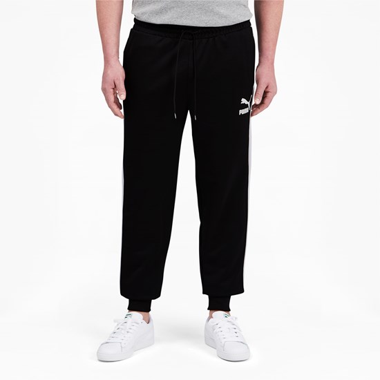 Black / White Puma Iconic T7 Track BT Men's Pants | 1589XIGYA