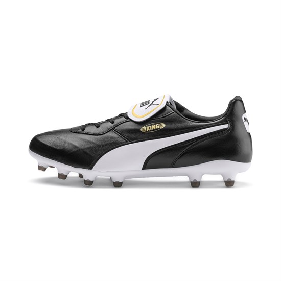 Black / White Puma King Top FG Men's Soccer Cleats | 7560JNVGR