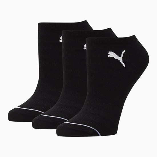 Black / White Puma No Show Socks [3 Pack] Women's Socks | 3529WBPGJ