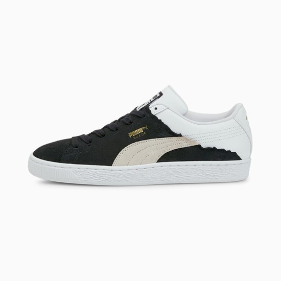 Black / White Puma Suede Layers Men's Sneakers | 0153MLFXS