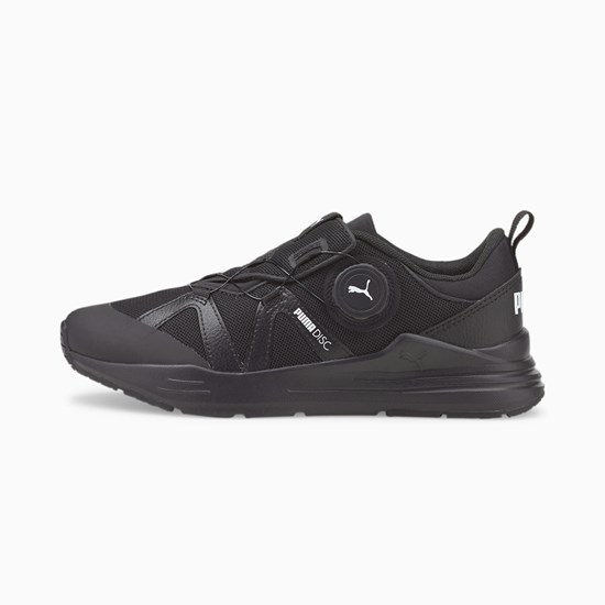 Black / White Puma Wired Run Disc JR Girls' Sneakers | 1267TRQWJ