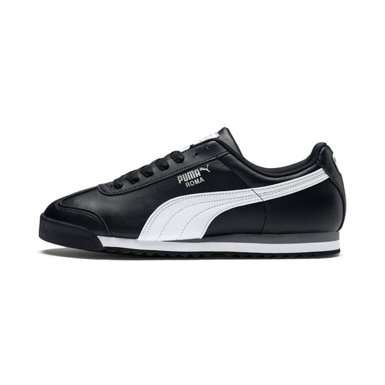 Black / White / Silver Puma Roma Basic JR Girls' Sneakers | 4862IFYSB