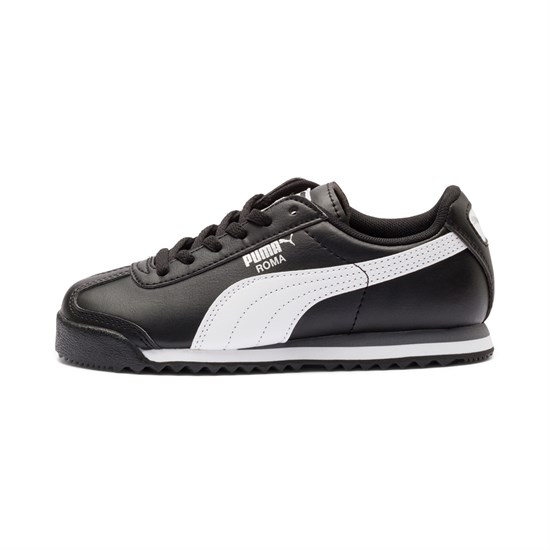 Black / White / Silver Puma Roma Basic Little Girls' Sneakers | 2130PURNK