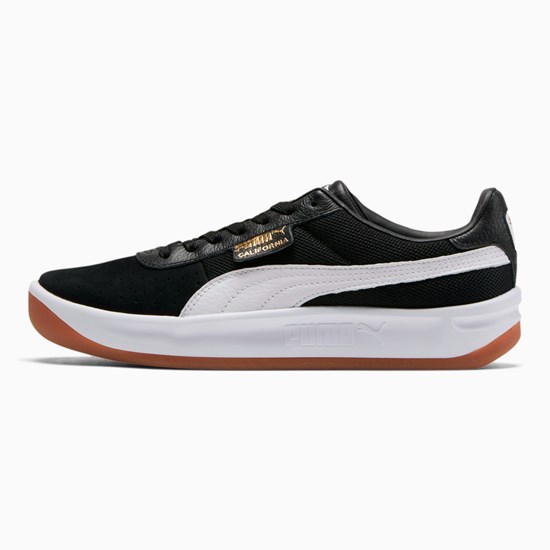 Black / White / Team Gold Puma California Casual Men's Sneakers | 2065TZCQY