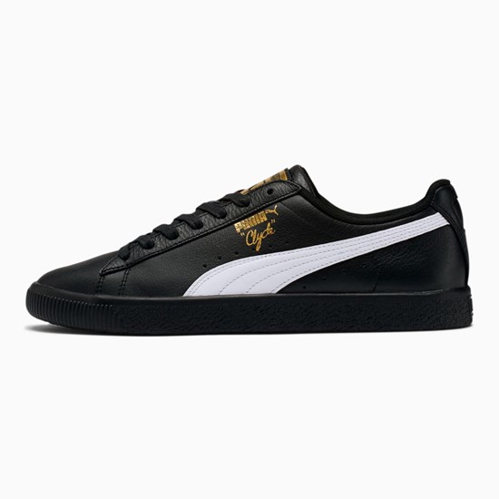 Black / White / Team Gold Puma Clyde Core Foil Men's Sneakers | 7984XVWQH