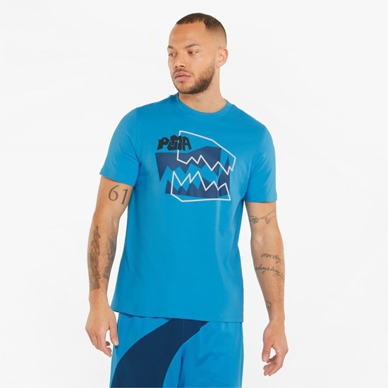 Bleu Azur Puma 4th Quarter Basketball Men's Tee | 9016HXCZY