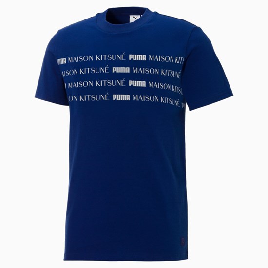 Blue Depths Puma PUMA x MAISON KITSUNE Engineered Women's Tee | 4916AMBYG