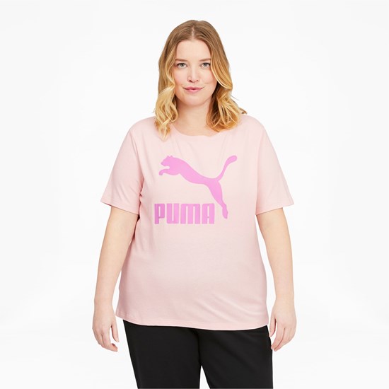 Chalk Pink Puma Classics Logo PL Women's Tee | 0241PWUVX