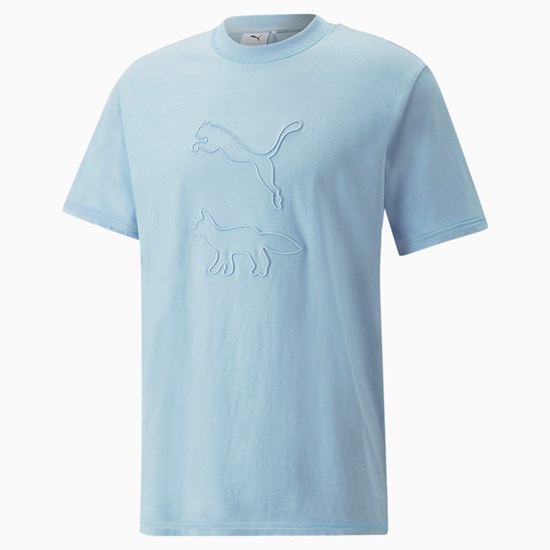 Chambray Blue Puma PUMA x MAISON KITSUNE Men's Tee | 3104RPCBV