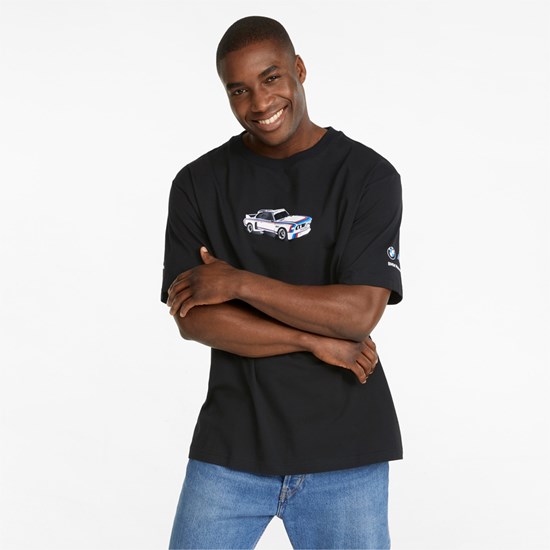 Cotton Black Puma BMW M Motorsport Statement Men's Tee | 0398APRHS