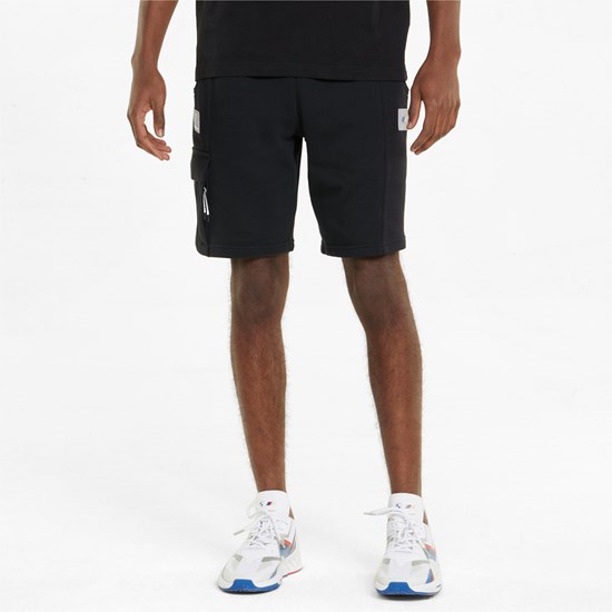 Cotton Black Puma BMW M Motorsport Statement Sweat Men's Shorts | 7693IYEWM