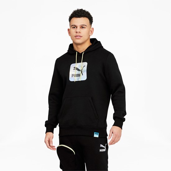 Cotton Black Puma Lightsense Men's Hoodie | 4608TYURE