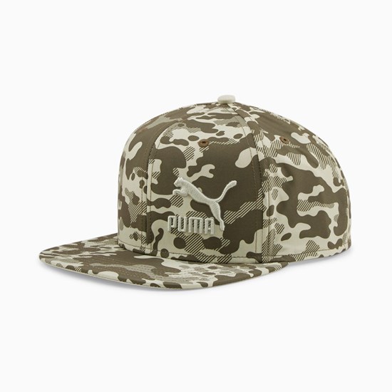 Dark Green Moss / Aop Puma Lifestyle Colorblock Men's Cap | 5701IGZCR