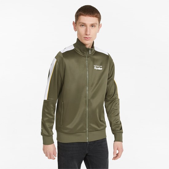 Dark Green Moss Puma Porsche Legacy T7 Track Men's Jacket | 2549URBPG