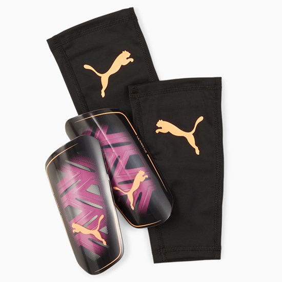 Deep Orchid / Neon Citrus / Black Puma ULTRA Flex Sleeve Shin Guards Men's Guards | 0981AKXFJ