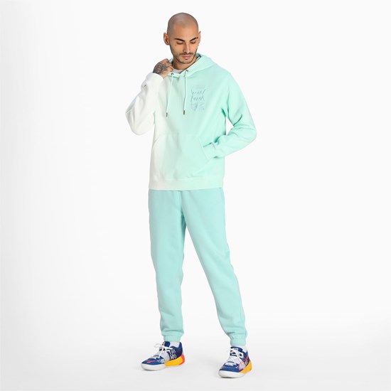 Eggshell Blue Puma First Pick Basketball Men's Hoodie | 5386CDEAW