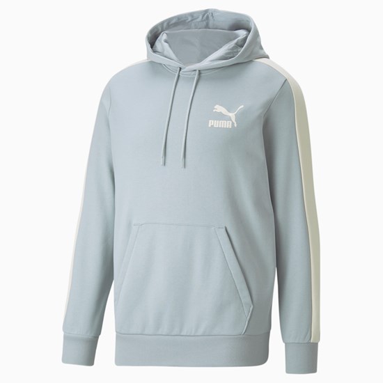 Glacial Blue Puma Iconic T7 Men's Hoodie | 3210DXMEH